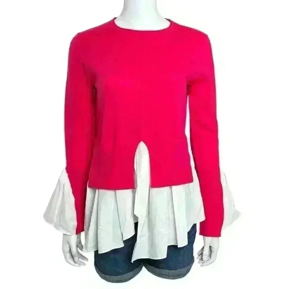 Athena Marie Pink Sweater with White Layered Hem Women’s Size S - Picture 12 of 12